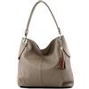 modamoda de - T185 - ital. Borsa a tracolla in pelle da donna, Colore:taupe