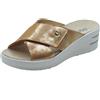 Melluso 019228 Cuoio Sandali scalsati per Donna in Pelle Beige con Zeppa Media e Strappo (Taglia 37)