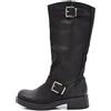 IF Fashion Scarpe Stivali da Donna al Polpaccio Biker Motociclista con Fibbie Anfibi 1821-2 Nero N.37
