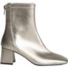 Malu Shoes Stivaletto Donna Corina in Pelle semilucida Argento Morbido con Striscia Tacco Doppio 4cm Antiscivolo Moda alla Caviglia