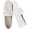 CUSHIONAIRE Anchor - Scarpe da barca leggere da donna, mocassini slip-on con design nautico, ampie larghezze disponibili, Bianco liscio., 37 EU Larga