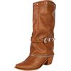 Galindopia Donna's Stivali Cowgirl Mid Calf Fold Over Colllar Block High Heel Vintage Western Metà Stivaletti Botas de Vaquero para Mujer Brown Size 40