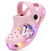 GULAKY Zoccoli per bambini, pantofole per bambini, sandali per ragazze, scarpe da giardino, strisce LED, Rosa dolce, 25 EU