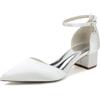 TNMIUH Scarpe da Sposa Donna Eleganti con Tacco Medio, Punta Affusolata, Cinturino alla Caviglia, Colore Bianco, Avorio Raso, Stile Classico per Cerimonie