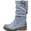 IF Fashion Stivali Stivaletti Biker Motociclista Arricciati Con Fibbia da Donna 991 blu jeans N.39