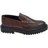 Malu Shoes Scarpe Uomo Mocassino con bendina Nero in Vera Pelle Spazzolata Punta Effetto Vintage Fondo Alto Gomma zigrinato