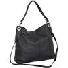 AMBRA Moda Borsa da donna di vera pelle, borsa a spella GL012 (nero)