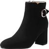 Lroey Reoly Stivaletti da Donna con Tacco a Blocco, Stivaletti da Ufficio Tacco Alto Punta Rotonda Polacchine Solid Zip, Numero 32-46