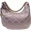 Laura Biagiotti Borsa a Spalla Sacca Mezzaluna Trapuntata con Borchie e Catena, Tessuto Rasato, Accessori Oro, Dimensioni 38x28x10 cm Linea Redrik Art. 255-4 (ROSA ANTICO)