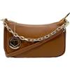 Chicca Borse Pochette Borsetta Donna in Pelle Italiana Clutch Tracollina (Cuoio Scuro)