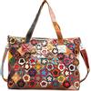 Karoukee Borsa Tote Colorata da Donna per Laptop, Borsa a Mano Grande ed Elegante in Vera Pelle con Design Patchwork, Borsa a Tracolla di Moda per Portatile, Borse a Spalla per Signore
