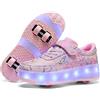 FANSU Scarpe con Rotelle e Luci LED per Bambina Bambino Taglia 30-41, Sportive Scarpe da Skateboard a 4 Ruote a Scomparsa Sneakers da Ginnastica da Pattini (36,688 Rosa)