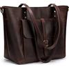 S-ZONE Borsa tote donna vintage in vera pelle Borsa grande da lavoro con tracolla