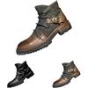 Generisch Cowboy Boots Uomo Pelle Pu, Stivaletti impermeabili da Uomo Scarpe da trekking con Fibbie Autunno Outdoor Desert Boot Antiscivolo Scarpe da Lavoro Vintage Senza Lacci, marrone, 43 EU