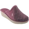 AXA SHOES Pantofola donna invernale italiana con rialzo sottopiede morbido vellutato suola zeppa in gomma - colore cipria scuro - numero 36