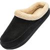 Miqieer Pantofole da Casa Uomo Invernali Calde Pantofole Memory Foam Ciabatte con Suola di Gomma Antiscivolo Interno Esterno, Nero,41/42