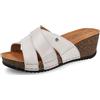 Fly Flot Ciabatta Donna In Pelle A Fasce Incrociate, Sottopiede Imbottito Antishock In Pelle CiabattaDonna