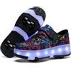 FANSU Scarpe con Rotelle e Luci LED per Bambina Bambino Taglia 30-41, Sportive Scarpe da Skateboard a 4 Ruote a Scomparsa Sneakers da Ginnastica da Pattini (30,688 Nero)