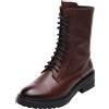 rismart Donna Stivali da Motociclista Pelle Metà Polpaccio Vintage Scarpe da Combattimento