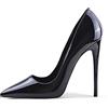 Zhabtuc Scarpe con Tacco a Spillo Donna, Sexy Scarpe Décolleté 12cm Tacchi Alti Classici a Punta Tutto Nero Taglia 42 EU (12 US)