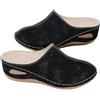 HESYSUAN Pantofole da donna foderate in pelliccia, comode pantofole invernali con zeppa e plateau, comode, larghe, in pelle scamosciata, senza schienale, Nero , 36 EU