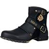 OSSTONE Chukka Stivali Cowboy Biker Boots Maschio Mens motociclo Botas cerniera su in Pelle Vitello Western retrò stile Uomo Caviglia Stivaletti Boots OS-5008-1-N