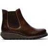 Infinity Leather FLY SALV Chelsea in Pelle Marrone da Donna, Stivaletti con Zeppa e Tacco Casual