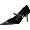 WBITJDK Tacco A Spillo A Punta Décolleté Donna Cinturino alla Caviglia Fibbia Tacchi 7/10CM da Matrimonio Ufficio Feste Sexy Scarpe (Verde 7cm,40)