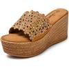 JOMIX Ciabatte Donna Estive Pantofole Estate Ragazze Zeppa Alte da mare Sandali Comode Elegante da Spiaggia Casual SD9102 (Marone,37)