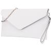 SH Leder Saya G369 - Borsa a tracolla in vera pelle, con catena di trasporto, 31,5 x 16,5 cm, bianco, s