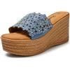 JOMIX Ciabatte Donna Estive Pantofole Estate Ragazze Zeppa Alte da mare Sandali Comode Elegante da Spiaggia Casual SD9102 (Blu,38)