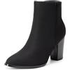 DREAM PAIRS Stivali da Donna con Grosso Tacco Alto Moda Casual Comodi Stivaletti Donna con Zip Laterale,Size 38.5,Camoscio/Nero,Anita