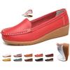 ZPLMIDE Mocassini da donna in pelle, ortopedici con zeppa, mocassini classici senza lacci, scarpe da barca da passeggio, casual, per guida, ufficio, infermieristica, Rosso, 43 EU