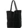 modamoda de Borsa In Pelle Borsa Donna Borsa Shopper Borsa A Tracolla Grande In Pelle T163, Colore:Camoscio Nero