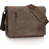 Leathario Borsa a Tracolla Uomo per Laptop 15.6 Pollici, Modello Messenger in Pelle Vera e Tela per Lavoro, Università e Scuola, Marrone
