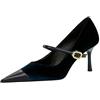WBITJDK Tacco A Spillo A Punta Décolleté Donna Cinturino alla Caviglia Fibbia Tacchi 7/10CM da Matrimonio Ufficio Feste Sexy Scarpe (Blu Zaffiro 10cm,34)