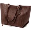 SENDEFN Borse Tote Donna, Borsa a Spalla Donna con Cerniera, Grandi Capacità Borse Shopper, Tote Bag Impermeabile in Pelle Vegana per Lavoro, Ufficio, Spesa, Scuola e Viaggio