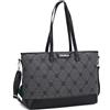 LAKCFSN BACIA & ABBRACCI Borsa Donna Tote in Jeans Nero con Stampa Monogram, Shopper con Fondo in Pelle PU e Doppia Tracolla Rimovibile, Borsa a Spalla Elegante per Lavoro e Shopping - Nero