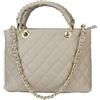 FrasiBags Borsa a Mano Donna Vera Pelle Trapuntata Made in Italy - Piccola 30x21x14 - Doppio Manico e Tracolla Regolabile - Elegante, Capiente, Matelassé Sauvage (Beige)