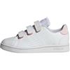 Adidas Unisex - Bambini Advantage Court Lifestyle Hook-And-Loop Shoes, Cloud White/Cloud White/Clear Pink, 34 EU
