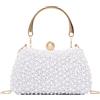 EVEOUT Pochette di Perle per Donne Elegante Borsa da Sposa in Perle Clutch da Sera con Catena Borsa a tracolla per Festa Matrimonio