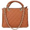 FrasiBags Borsa a Mano Donna Vera Pelle Trapuntata Made in Italy - Piccola 30x21x14 - Doppio Manico e Tracolla Regolabile - Elegante, Capiente, Matelassé Sauvage (Cuoio)