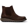Infinity Leather Stivali con Zeppa alla Caviglia da Donna Fly Salv Chelsea in Pelle Scamosciata Marrone.