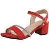Cocey Sandali da donna con plateau e strass, eleganti scarpe estive con fondo antiscivolo, Colore: rosso, 50 EU