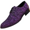 Générique Scarpe da uomo con paillettes brillanti a punta - Derbie britanniche con lacci eleganti in pelle verniciata per abbigliamento da ufficio Sofisticato da sera elegante e casual, viola., 44 EU