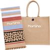 AmiAmarena Borsa spiaggia e telo mare personalizzate con ricamo. Set 2 pezzi, borsa mare e telo da donna.
