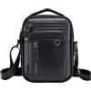 MANNUOSI Uomo Borse A Spalla Moda Casual Borsa Messaggero Vera Pelle BorseTote Nero