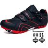 Treer Scarpe Ciclismo Unisex Scarpe MTB Uomo Donna, Traspiranti Scarpe da Equitazione Scarpe MTB Road SPD Scarpe Ciclismo Strada con Blocco Pedale Scarpe da Ciclismo da Bici 36-48 EU Nero Marina