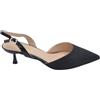 Malu Shoes Scarpa Decollete Donna a Punta Slingback Nero Satinato con Tacco Mini 3 cm e Cinturino Regolabile alla Caviglia (38 EU)