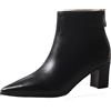 Lroey Reoly Stivaletti da Donna con Tacco a Gattino, Stivali da Vestito Tacco Medio Appuntito Polacchine Solid Zip 075 Nero Numero 37 EU